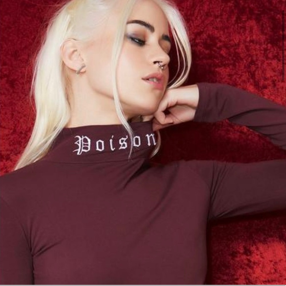 SOLD Current Mood Burgundy Poison Mock Neck Long Sleeve
